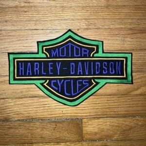 Mardi Gras colors bar and shield huge patch for back of a vest or jacket